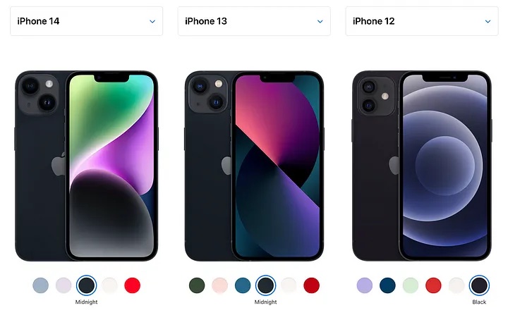 Kiểu dáng của ba đời iPhone gần nhất.